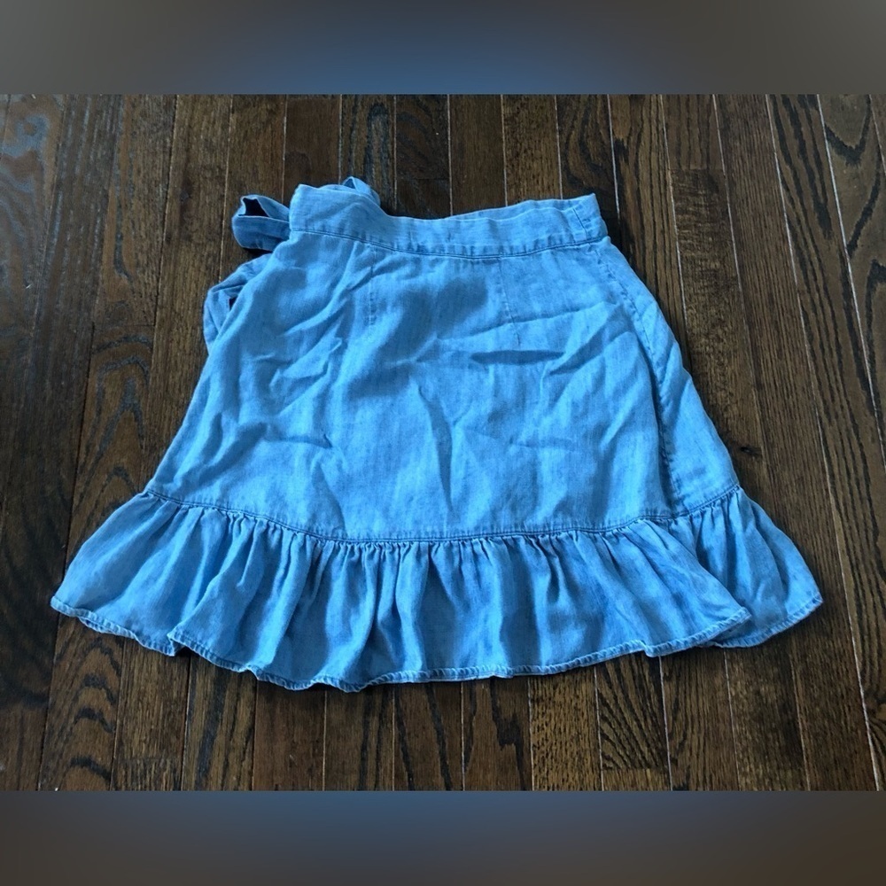 Rails Women’s XS Etienne Linen-Blend Denim Ruffled Wrap Mini Skirt - EUC! - Picture 11 of 12